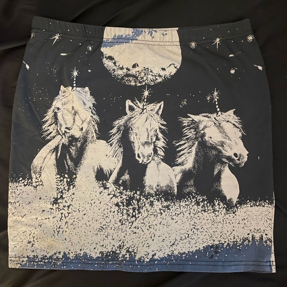 Mink Pink Unicorn and Moon mini skirt.